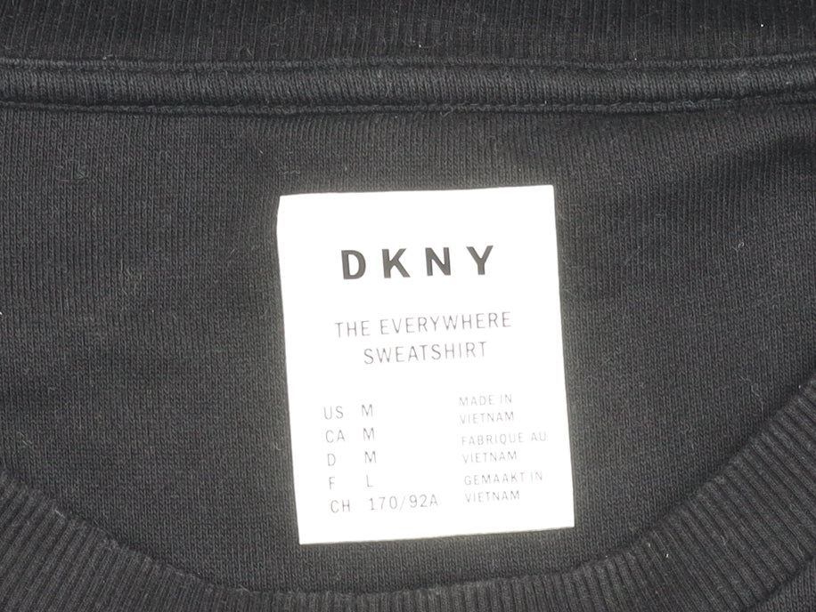 DKNY Womens Black Logo Sweatshirt Size 12 Pullover Crew Neck