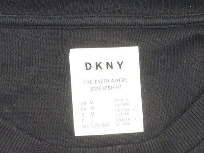DKNY Womens Black Logo Sweatshirt Size 12 Pullover Crew Neck