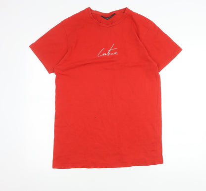 The Couture Club Men's Red Slim Fit Crew Neck T-Shirt Size S