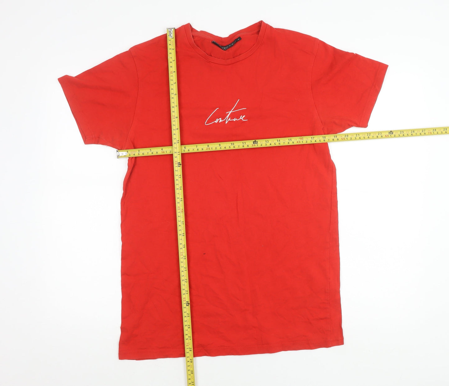 The Couture Club Men's Red Slim Fit Crew Neck T-Shirt Size S