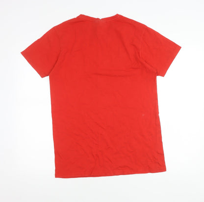 The Couture Club Men's Red Slim Fit Crew Neck T-Shirt Size S