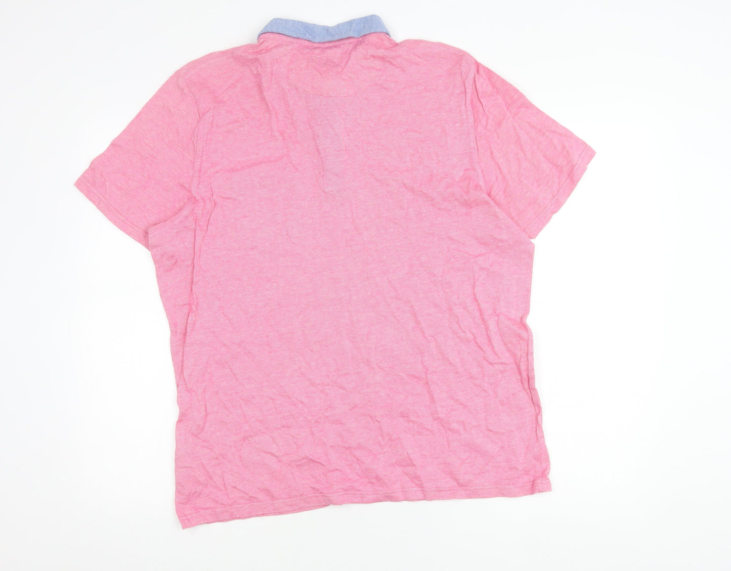Ted Baker Men's Pink Collared Cotton T-Shirt XL Short Sleeve