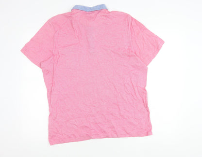 Ted Baker Men's Pink Collared Cotton T-Shirt XL Short Sleeve