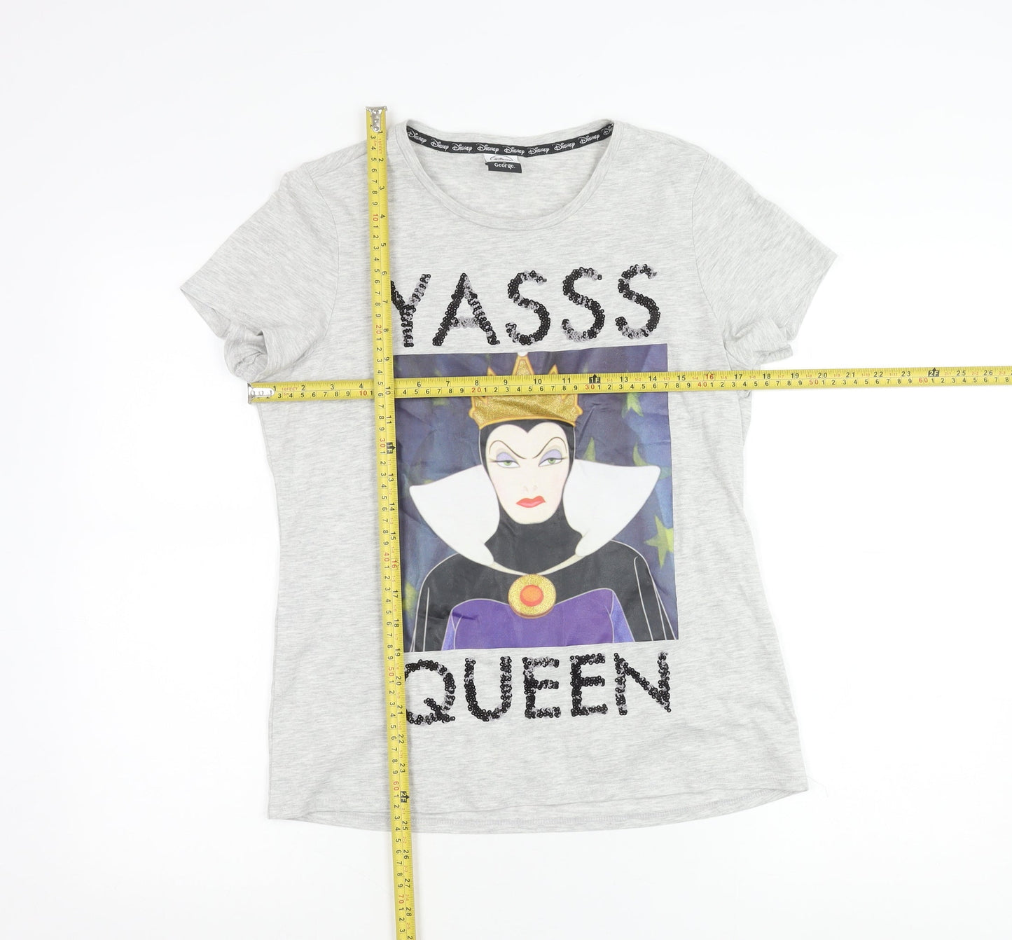 Disney at George Girls Grey Evil Queen Sequin Graphic T-Shirt UK 10 Years