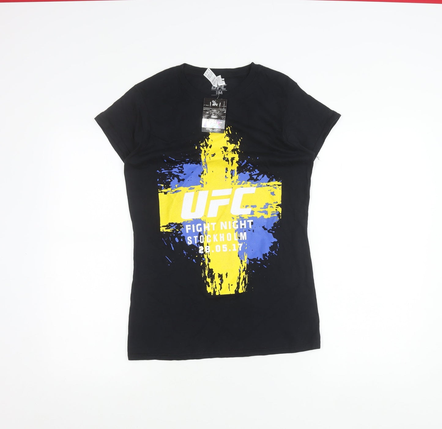 UFC Mens Black Medium Graphic Print T-Shirt Sports Crew Neck Cotton