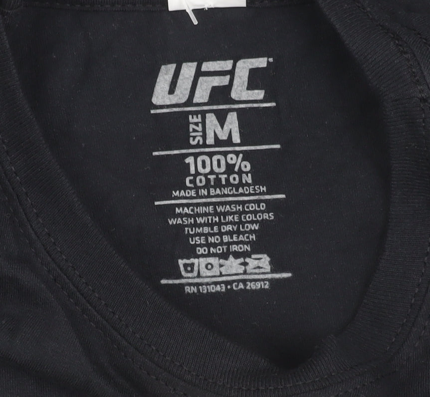 UFC Mens Black Medium Graphic Print T-Shirt Sports Crew Neck Cotton