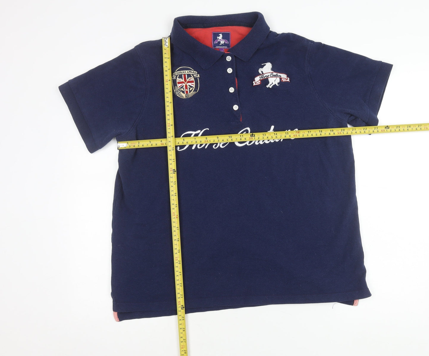 Horse Couture Men’s Blue Polo Shirt Size 16 Embroidered Equestrian Style