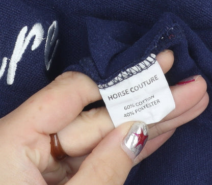 Horse Couture Men’s Blue Polo Shirt Size 16 Embroidered Equestrian Style