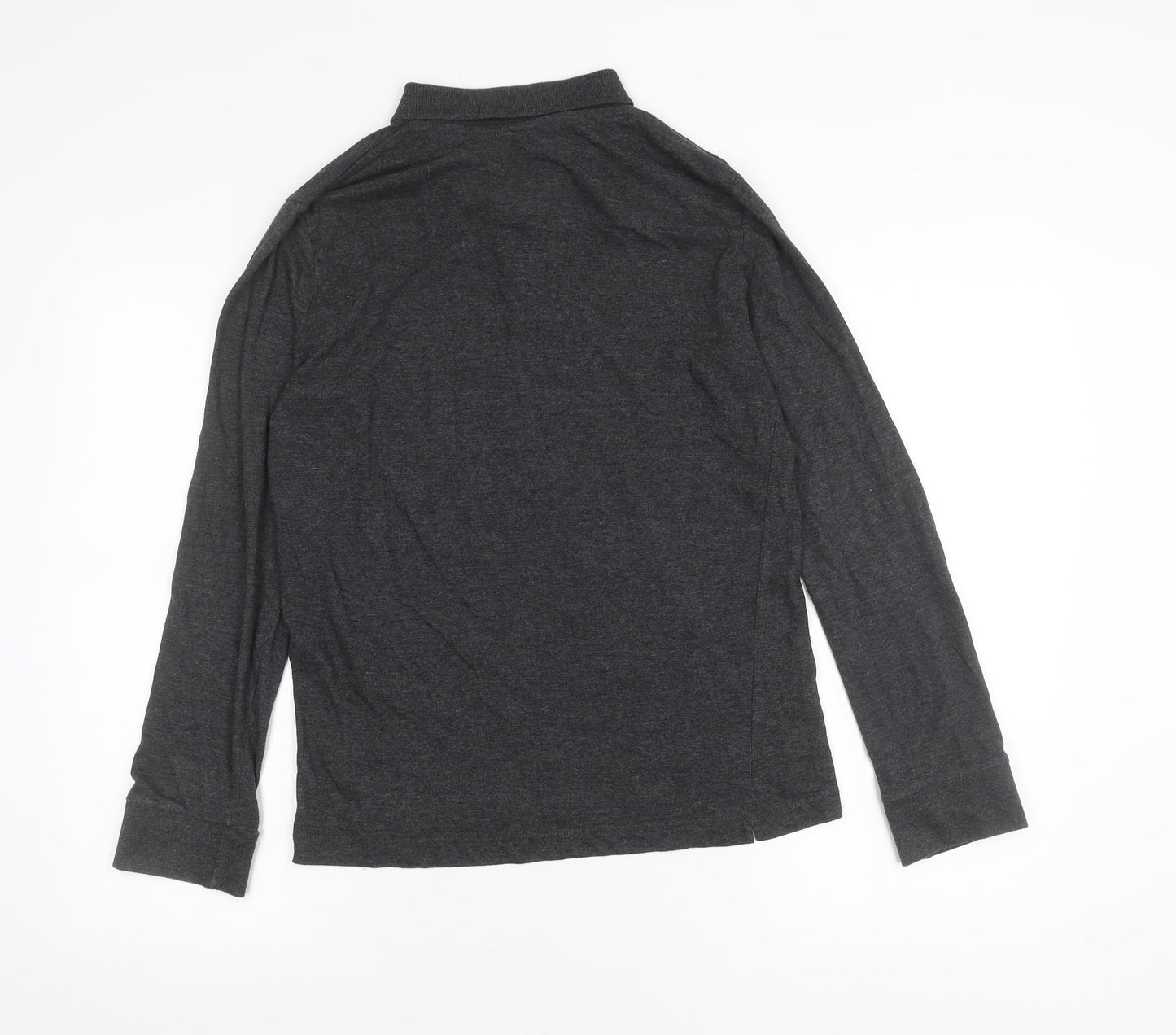 French Connection Men’s Grey Long Sleeve Cotton Polo Shirt Size S