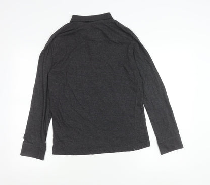 French Connection Men’s Grey Long Sleeve Cotton Polo Shirt Size S