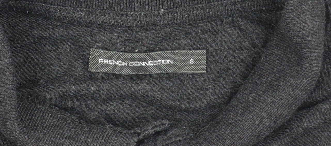 French Connection Men’s Grey Long Sleeve Cotton Polo Shirt Size S