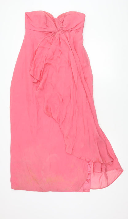 Coast Women’s Pink Silk Hi-Low Strapless Dress Size 12