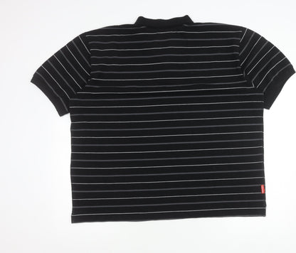 Slazenger Men's Black 2XL Striped Polo Shirt Cotton Blend