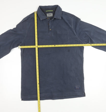 Camel Active Mens Blue Long Sleeve Polo Shirt Size L Cotton