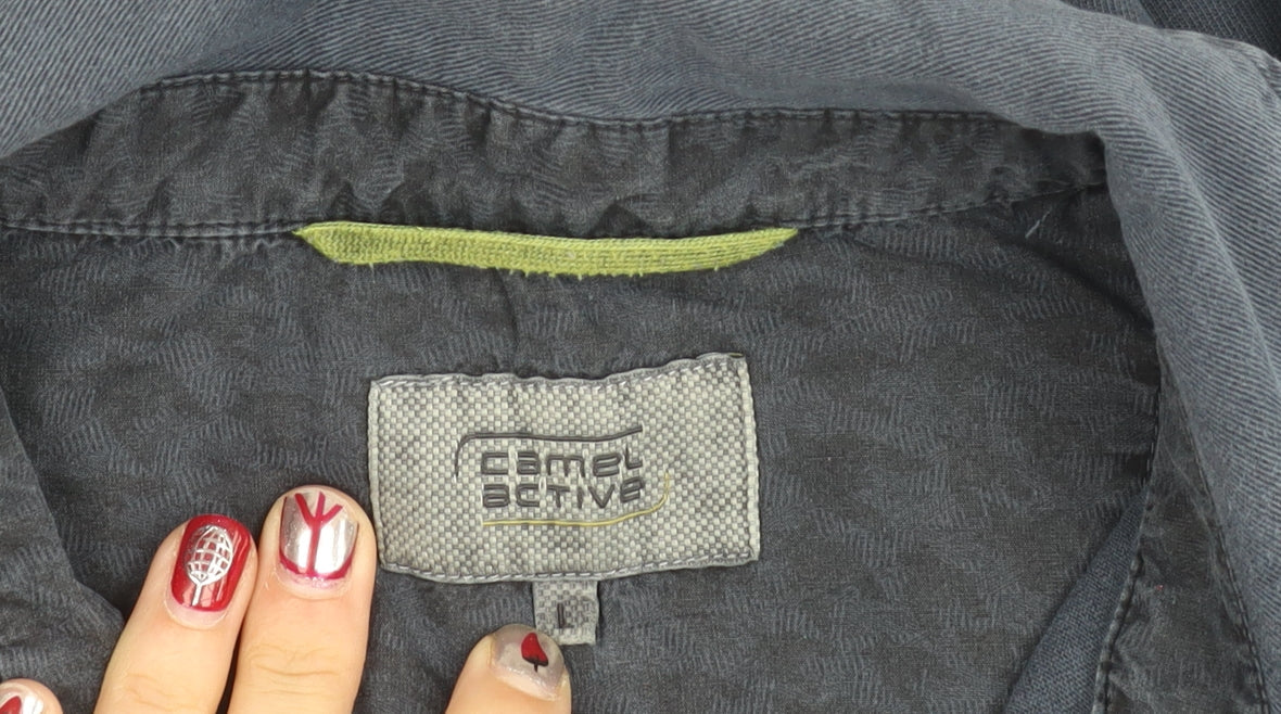 Camel Active Mens Blue Long Sleeve Polo Shirt Size L Cotton