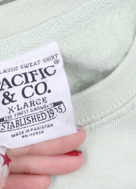 Pacific & Co. Unisex Green XL Pullover Sweatshirt Casual Logo