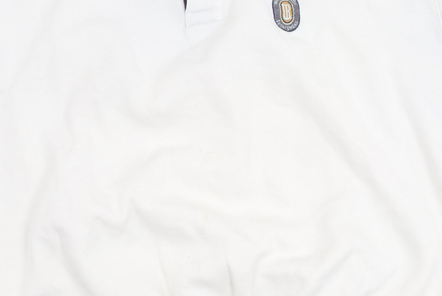 U-Right Men’s White Collared Henley Sweatshirt M Retro Graphic Sportswear