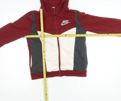 Nike Boys Red Grey White Track Jacket Hoodie Size 12 Years Full Zip