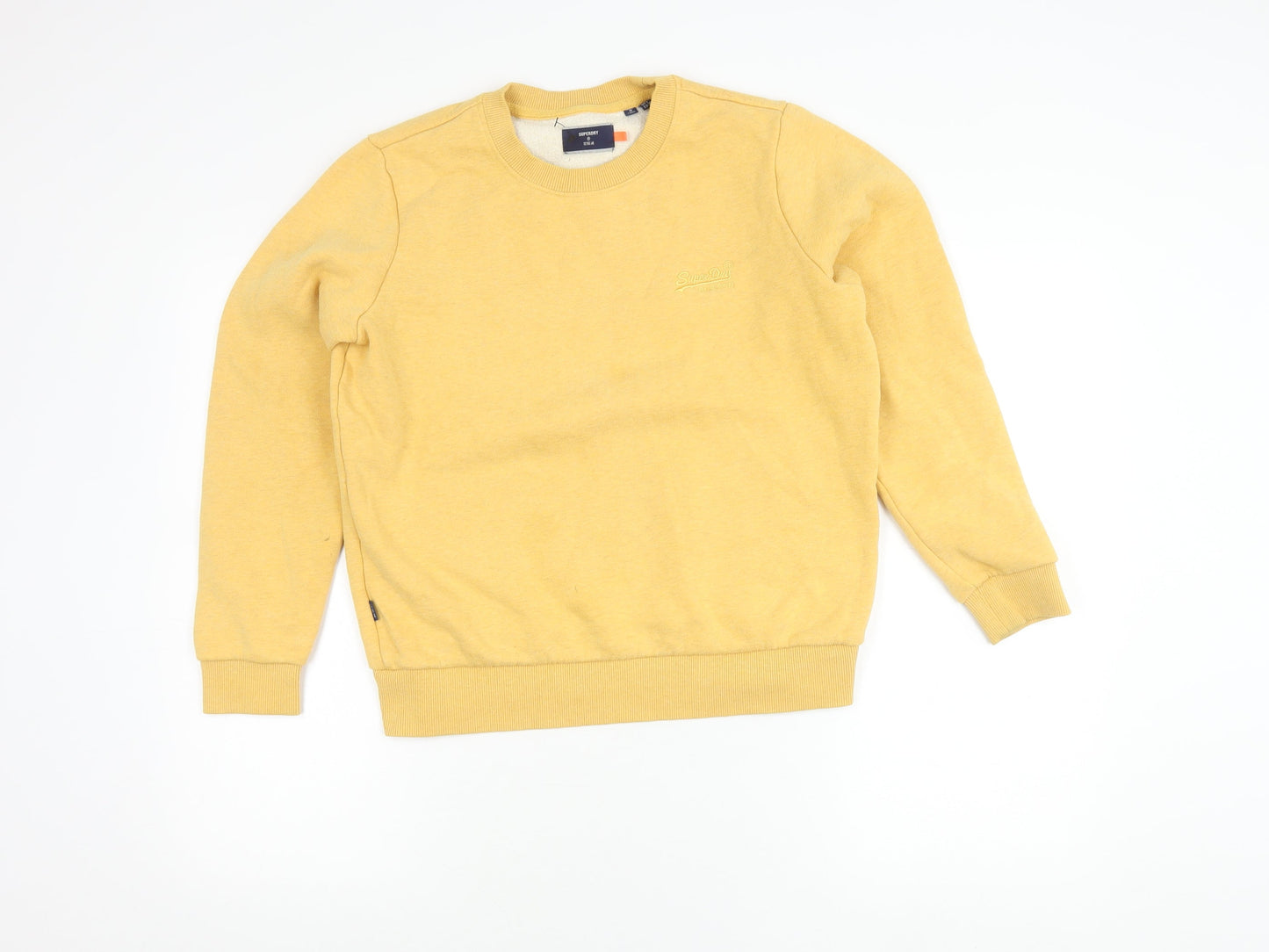 Superdry Womens Yellow Sweatshirt UK 8 Pullover Crew Neck Cotton Blend