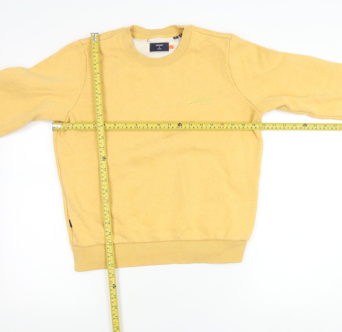 Superdry Womens Yellow Sweatshirt UK 8 Pullover Crew Neck Cotton Blend