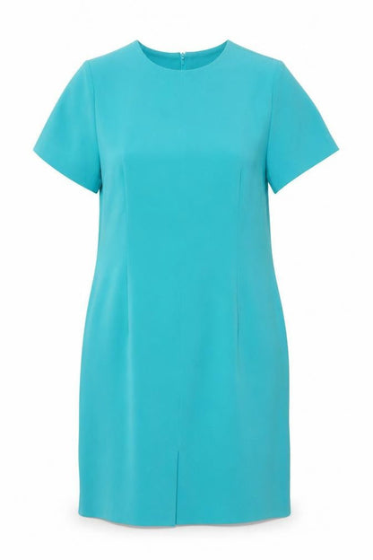 Shomi Petites Womens Blue Silk Shift Dress Size 8 Short Sleeve