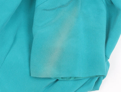 Shomi Petites Womens Blue Silk Shift Dress Size 8 Short Sleeve