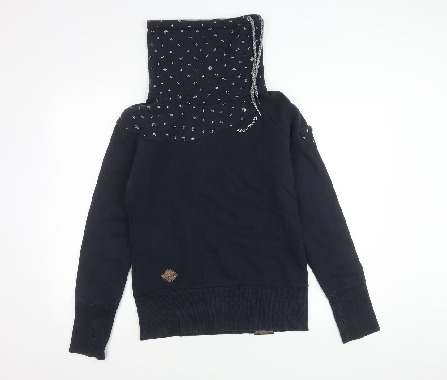 Ragwear Women’s Navy Blue Pullover Sweatshirt S Cowl Neck Hoodie
