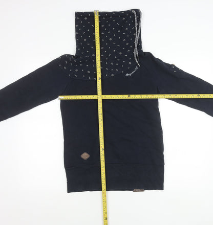 Ragwear Women’s Navy Blue Pullover Sweatshirt S Cowl Neck Hoodie