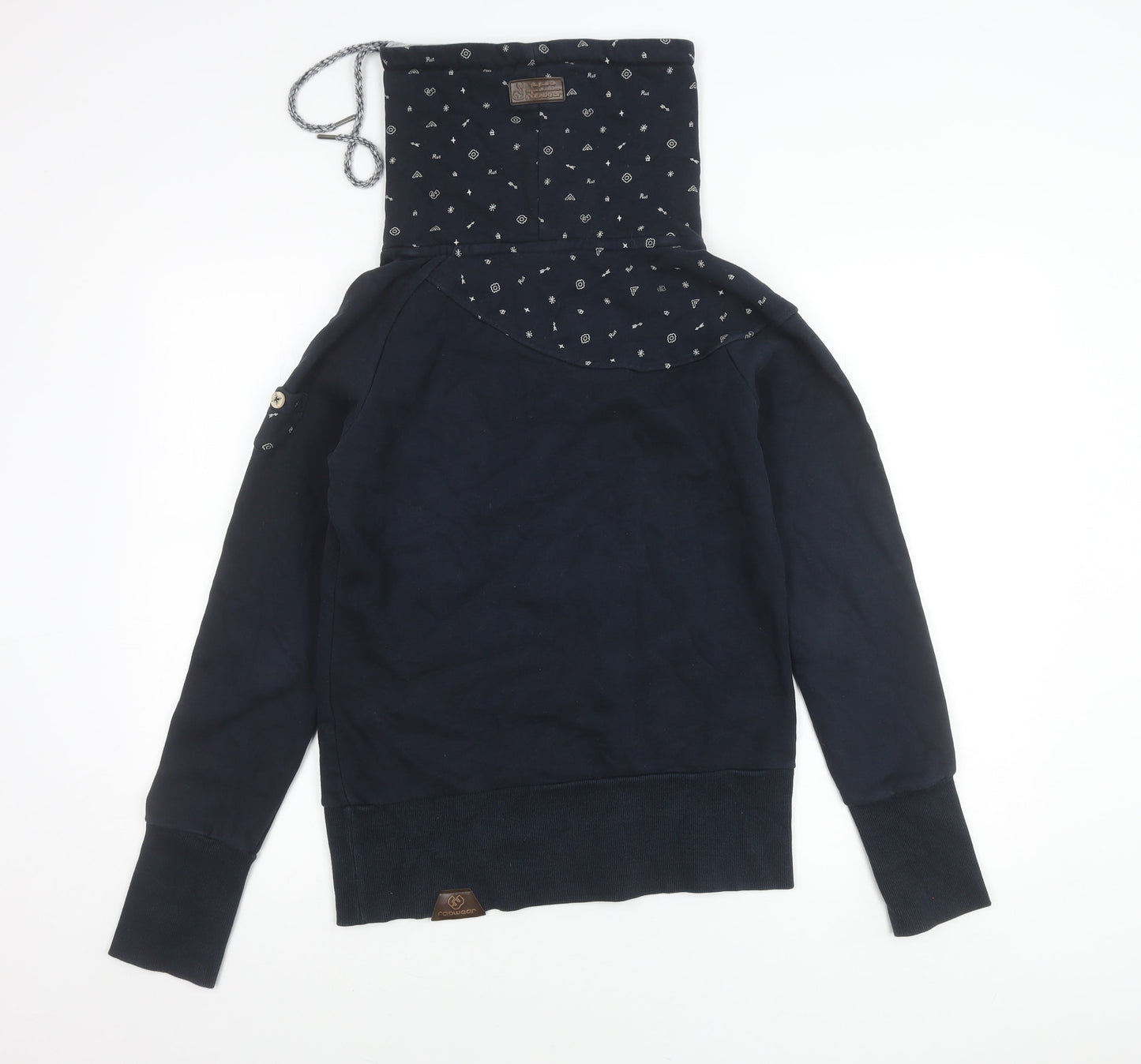 Ragwear Women’s Navy Blue Pullover Sweatshirt S Cowl Neck Hoodie
