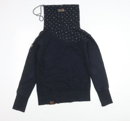 Ragwear Women’s Navy Blue Pullover Sweatshirt S Cowl Neck Hoodie