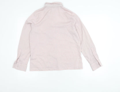 Madame Womens Pink Polka Dot Button-Up Shirt Size 10 Long Sleeve