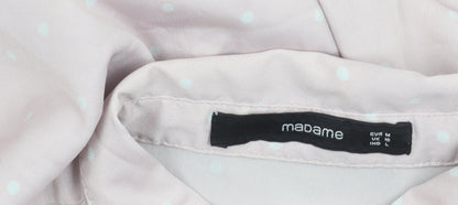 Madame Womens Pink Polka Dot Button-Up Shirt Size 10 Long Sleeve
