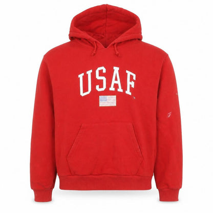 Topshop Womens Red USAF Logo Pullover Hoodie Size 8 Cotton Blend