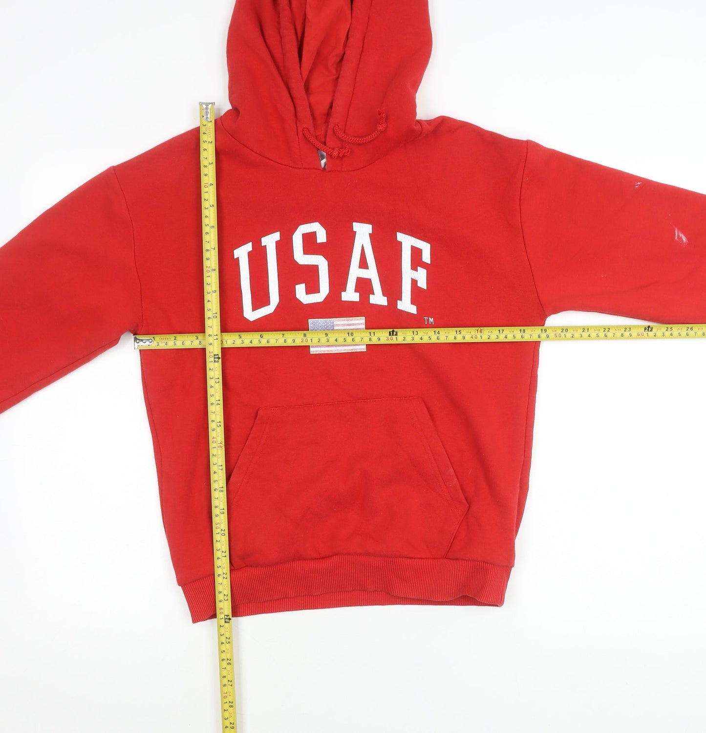 Topshop Womens Red USAF Logo Pullover Hoodie Size 8 Cotton Blend