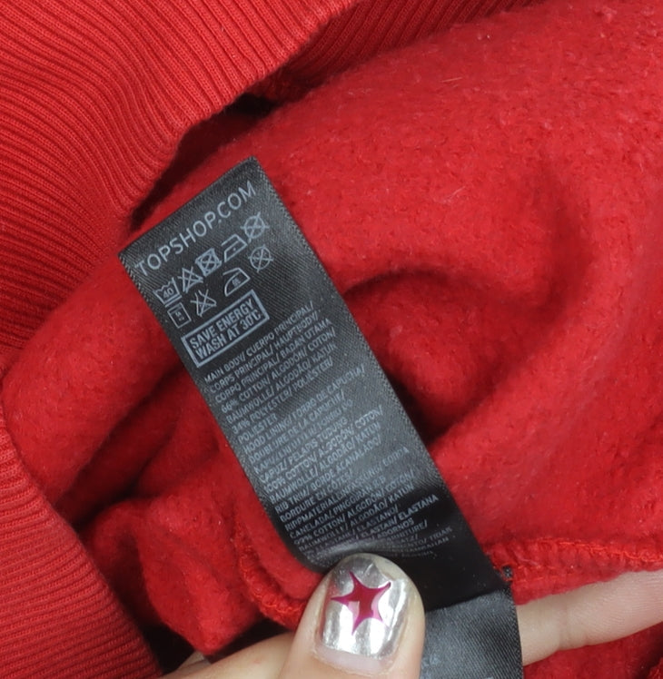 Topshop Womens Red USAF Logo Pullover Hoodie Size 8 Cotton Blend
