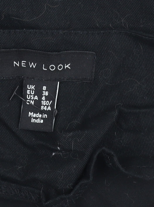 New Look Womens Black Floral Embroidered Cropped Blazer Jacket Size 8