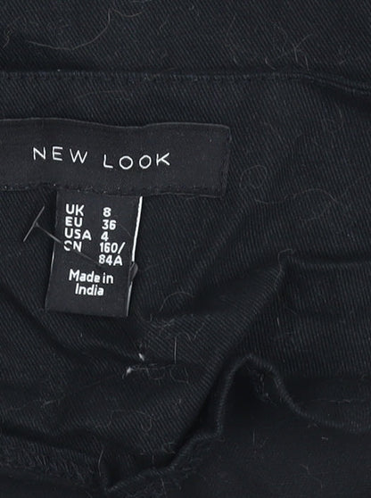 New Look Womens Black Floral Embroidered Cropped Blazer Jacket Size 8