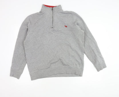Jack Russell Men's Grey M 1/4 Zip Sweatshirt High Neck Logo