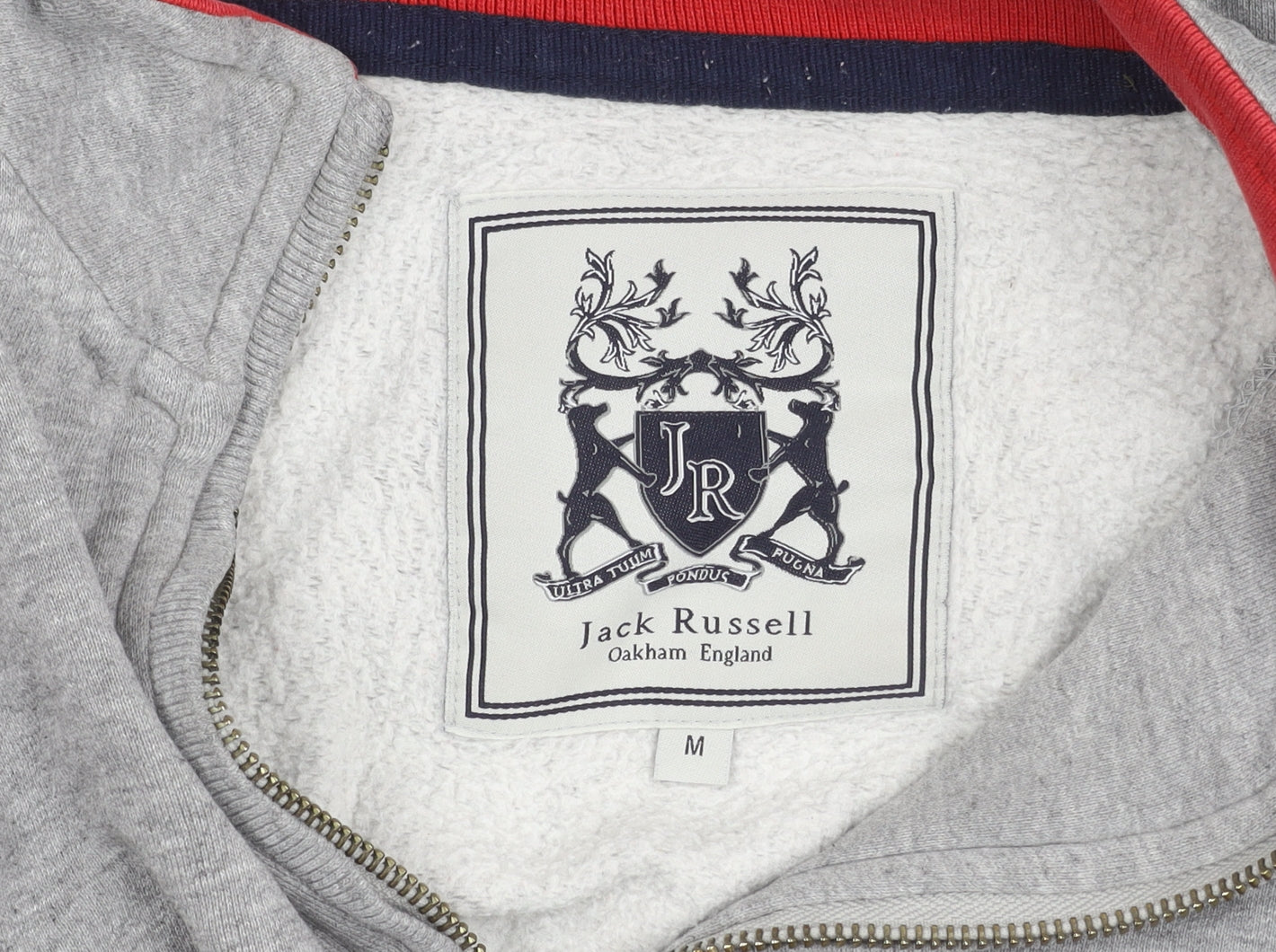 Jack Russell Men's Grey M 1/4 Zip Sweatshirt High Neck Logo