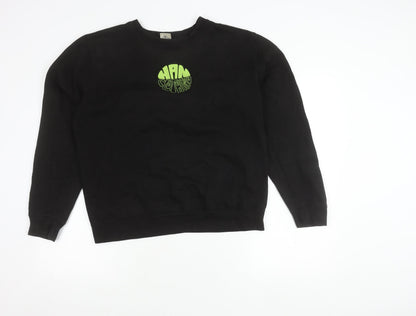 Han Mens Black Medium Pullover Sweatshirt Crew Neck Logo Cotton Blend
