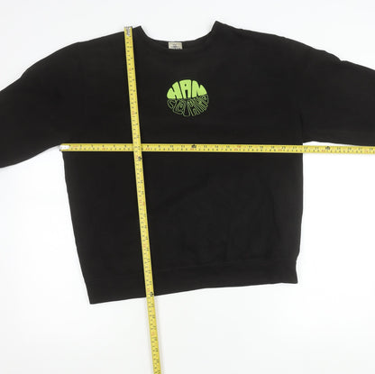 Han Mens Black Medium Pullover Sweatshirt Crew Neck Logo Cotton Blend