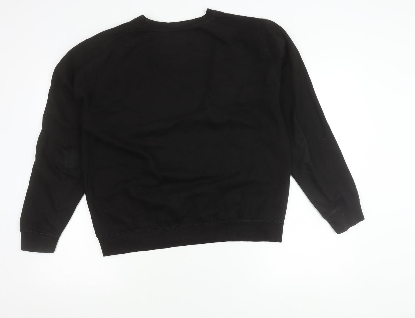 Han Mens Black Medium Pullover Sweatshirt Crew Neck Logo Cotton Blend