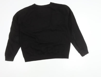 Han Mens Black Medium Pullover Sweatshirt Crew Neck Logo Cotton Blend