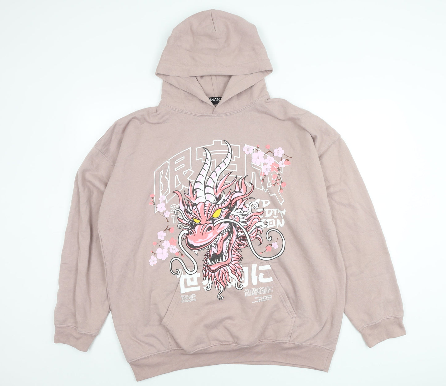Mens UK Size M boohooMAN Pink Pullover Hoodie