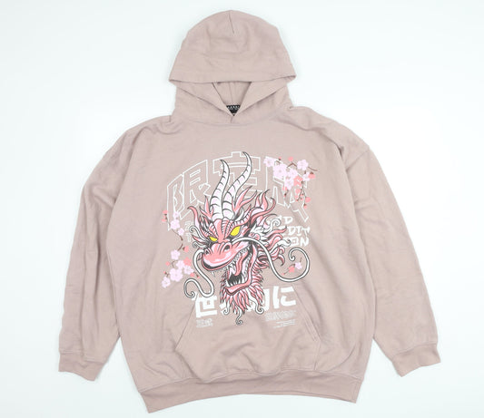 Mens UK Size M boohooMAN Pink Pullover Hoodie