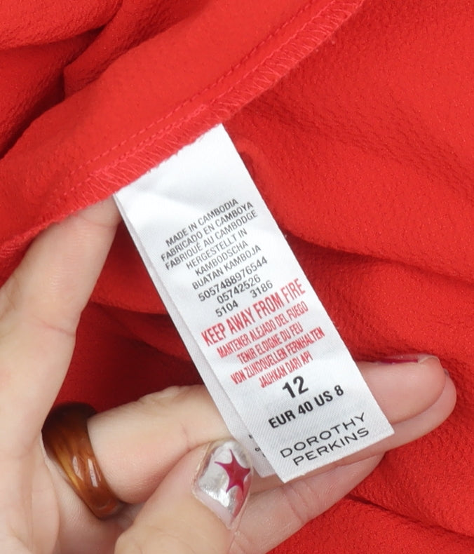 Womens UK Size 12 Dorothy Perkins Red Basic Blouse