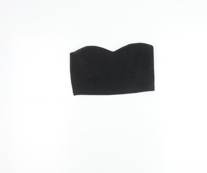 Jack Wills Womens Black Strapless Cropped Sweetheart Top Size 10