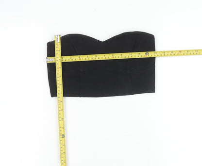 Jack Wills Womens Black Strapless Cropped Sweetheart Top Size 10