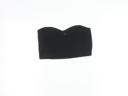Jack Wills Womens Black Strapless Cropped Sweetheart Top Size 10
