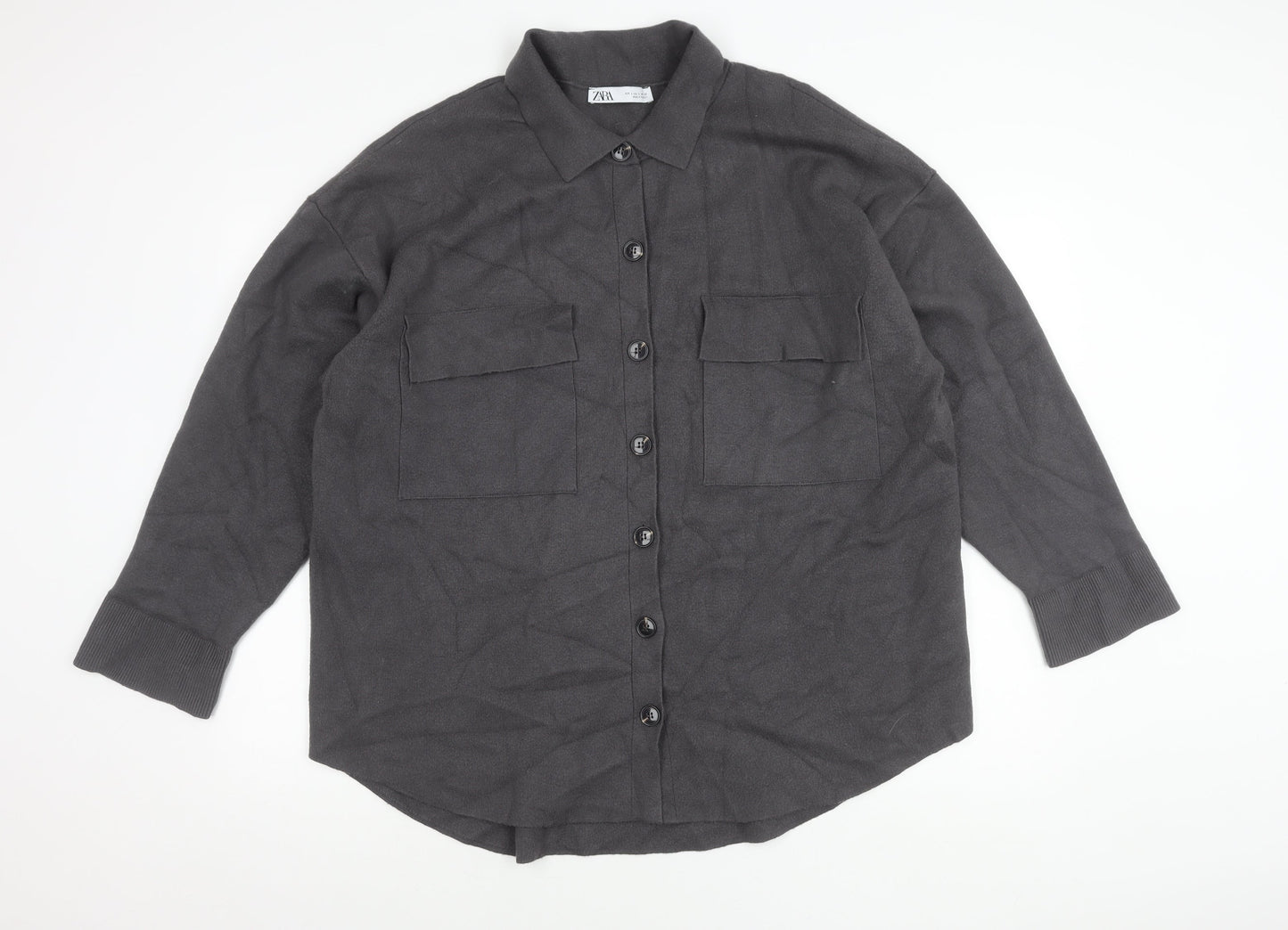 Womens UK Size L Zara Grey Basic Jacket